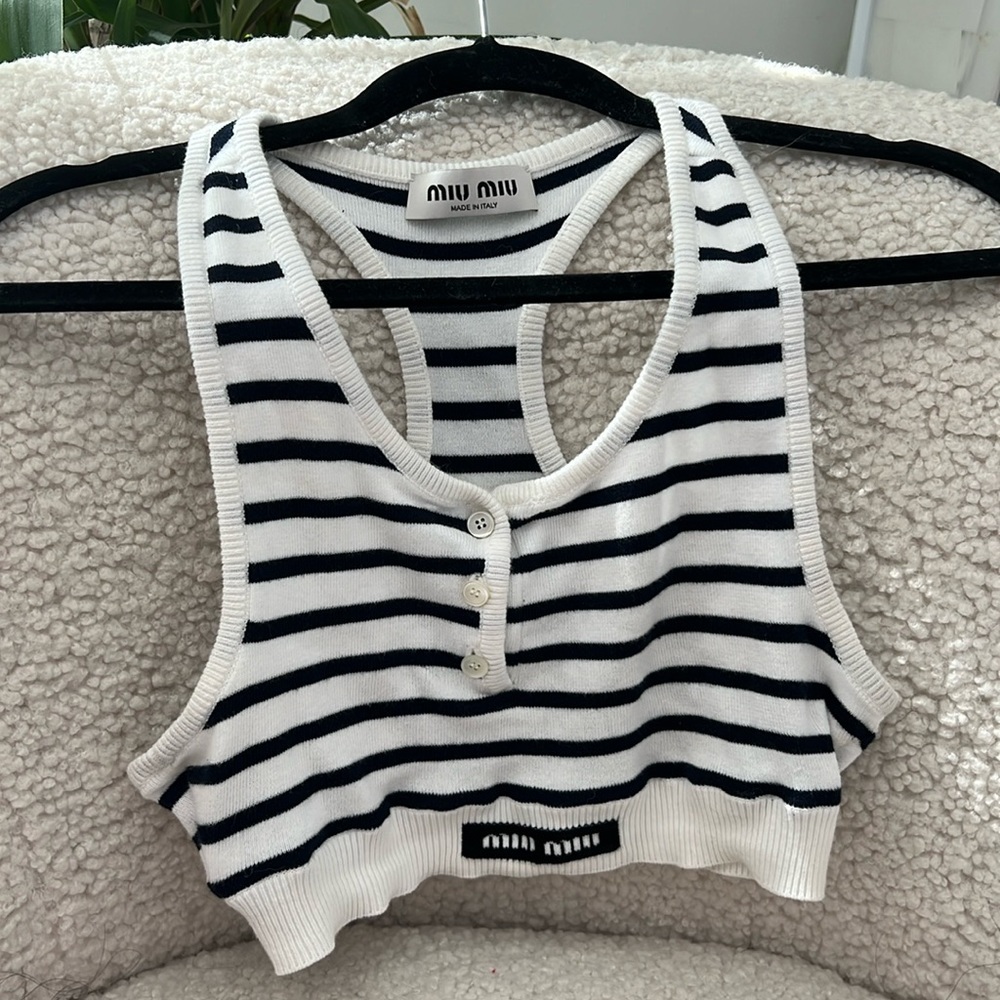 Miu miu bralette top with stripes
